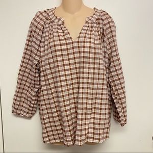 Universal Thread boho brown plaid top medium‎